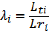 Lamda sub i equals L sub t i divided by L sub r i